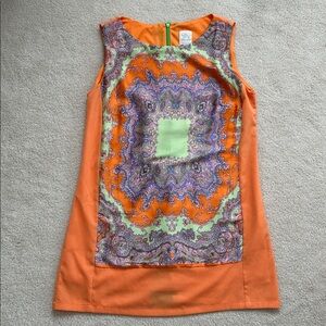 DY Design Orange & Paisley Shift Dress | Size L